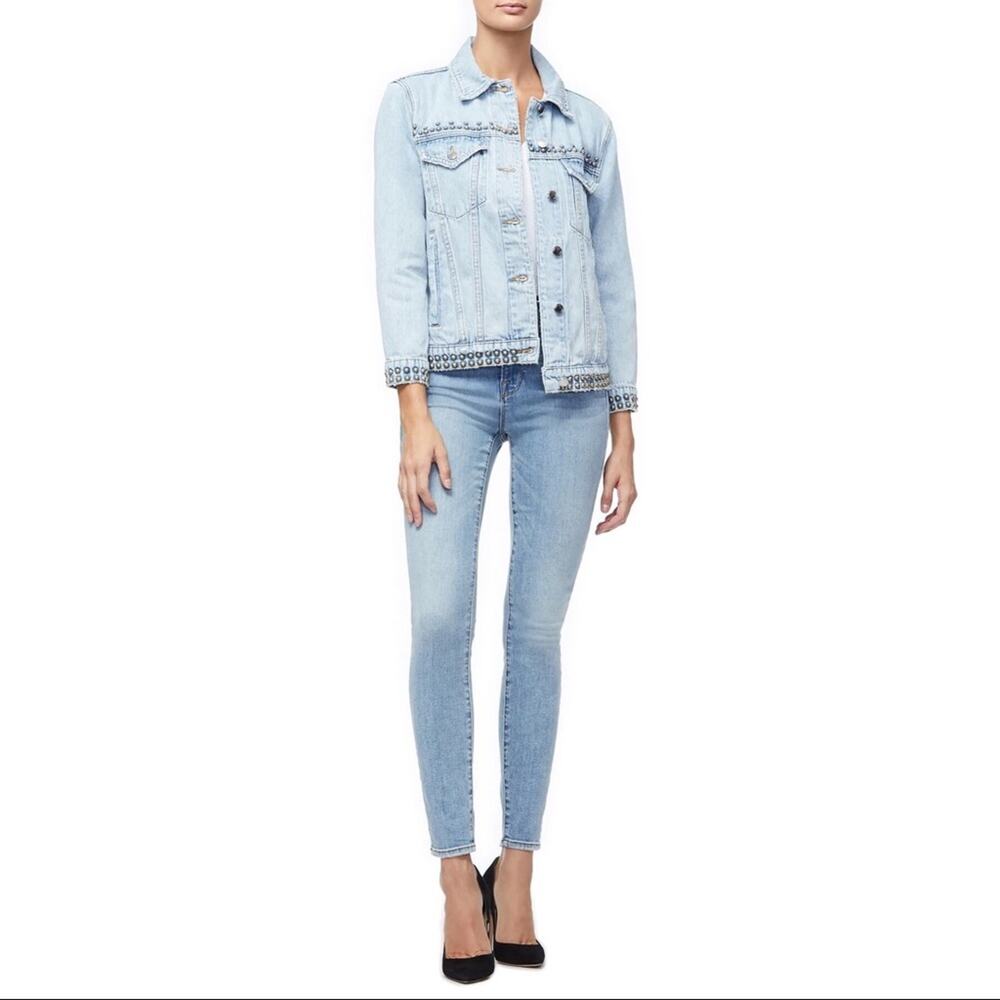 Good American Light Wash Grommet Studded Denim Jacket - Picture 7 of 8